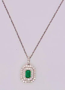 14K Emerald and Diamond Pendant