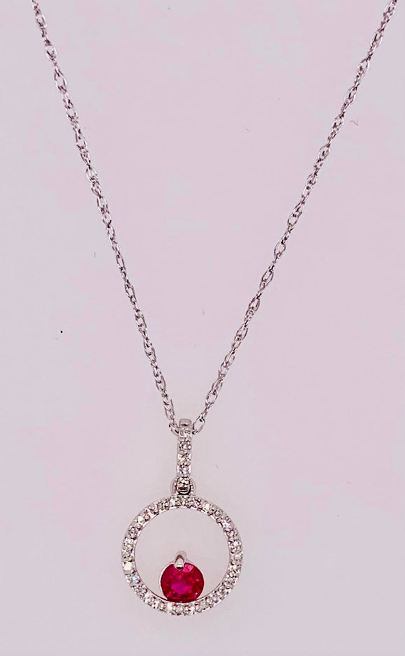 14K Ruby and Diamond Pendant