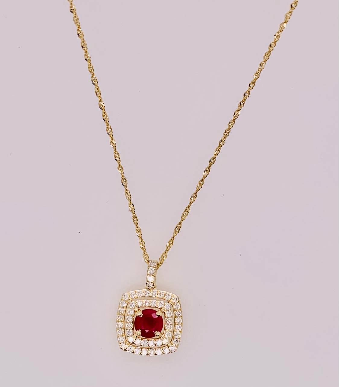 14K Ruby and Diamond Pendant