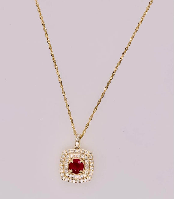 14K Ruby and Diamond Pendant