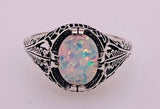 Sterling Silver white Lab Opal Ring