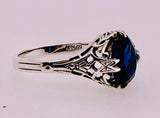Sterling Silver Royal Blue Sim Sapphire Ring