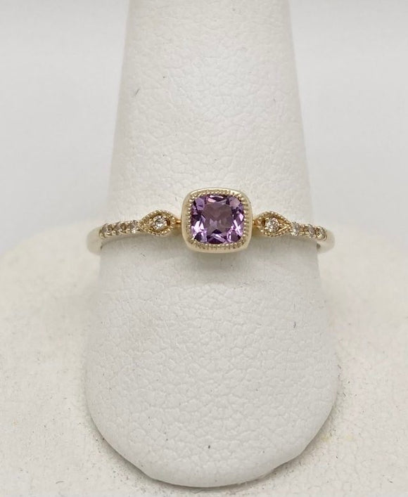 14K Amethyst & Diamond Stack Ring