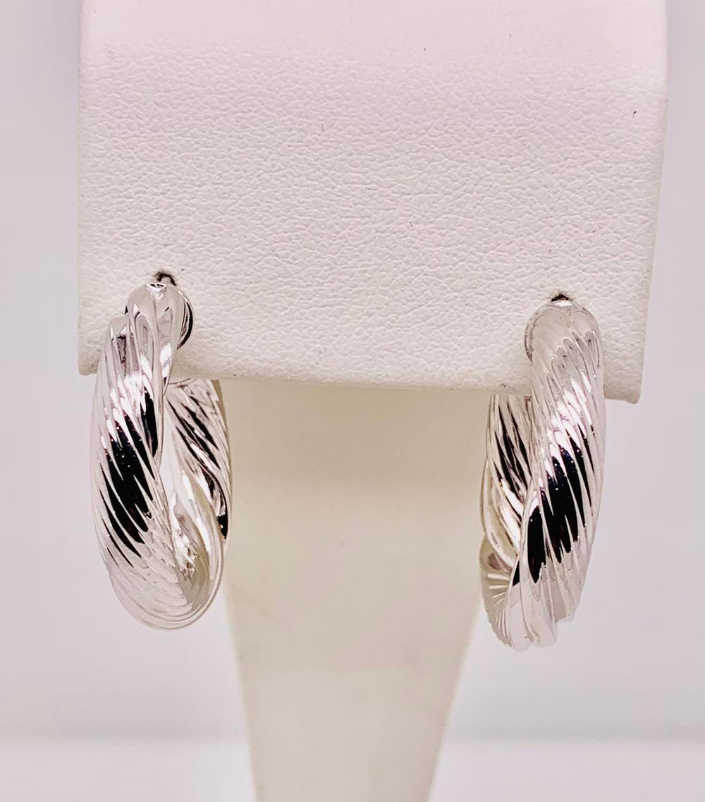 Sterling Silver Sparkle Hoop Earrings