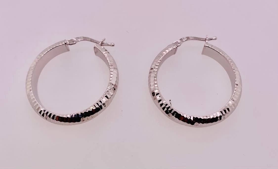 Sterling Silver Sparkle Hoop Earrings