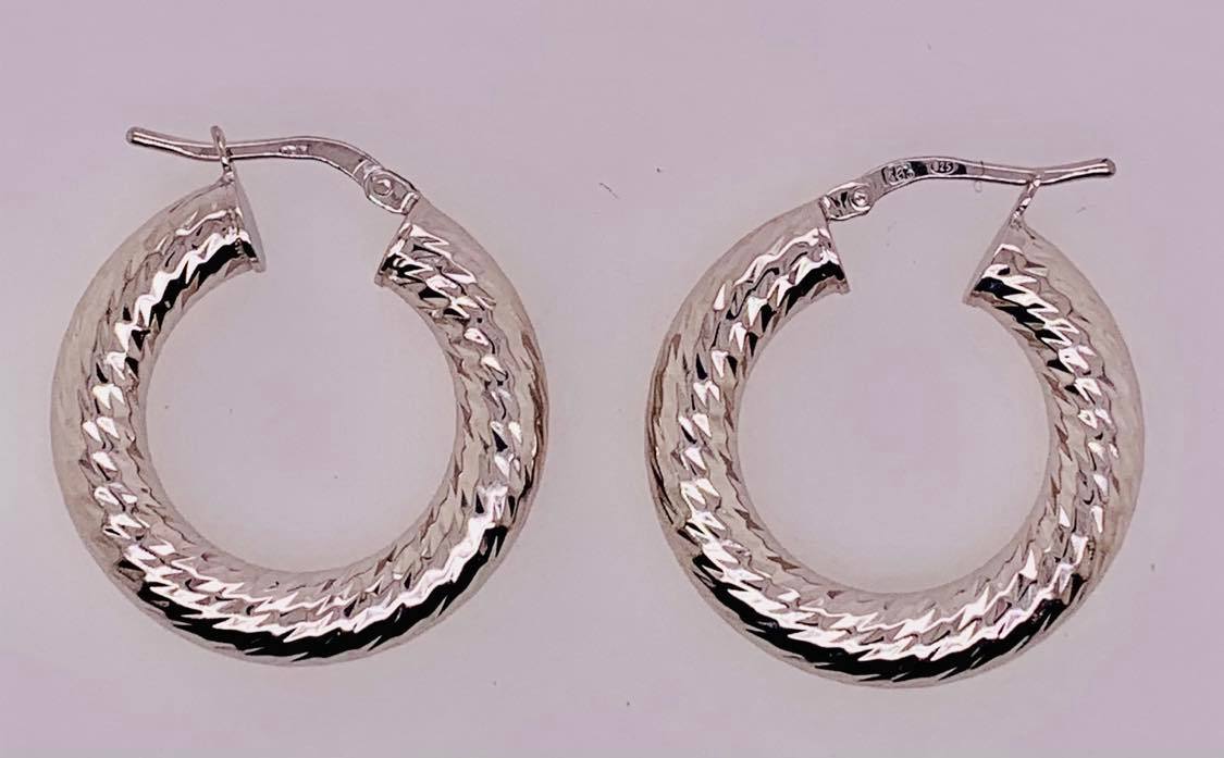 Sterling Silver Sparkle Hoop Earrings