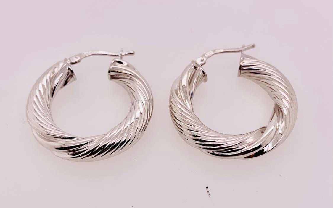 Sterling Silver Twist Hoop Earrings