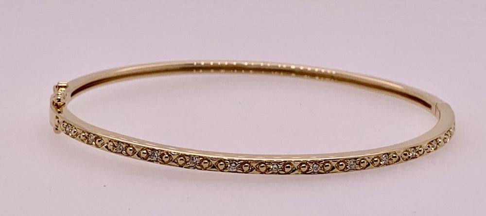 14K Yellow Gold and Diamond Bangle