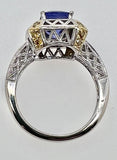 18K Estate Tanzanite and Diamond Ring