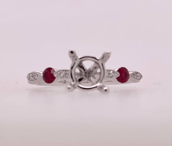 14K Diamond & Ruby Semi Mount