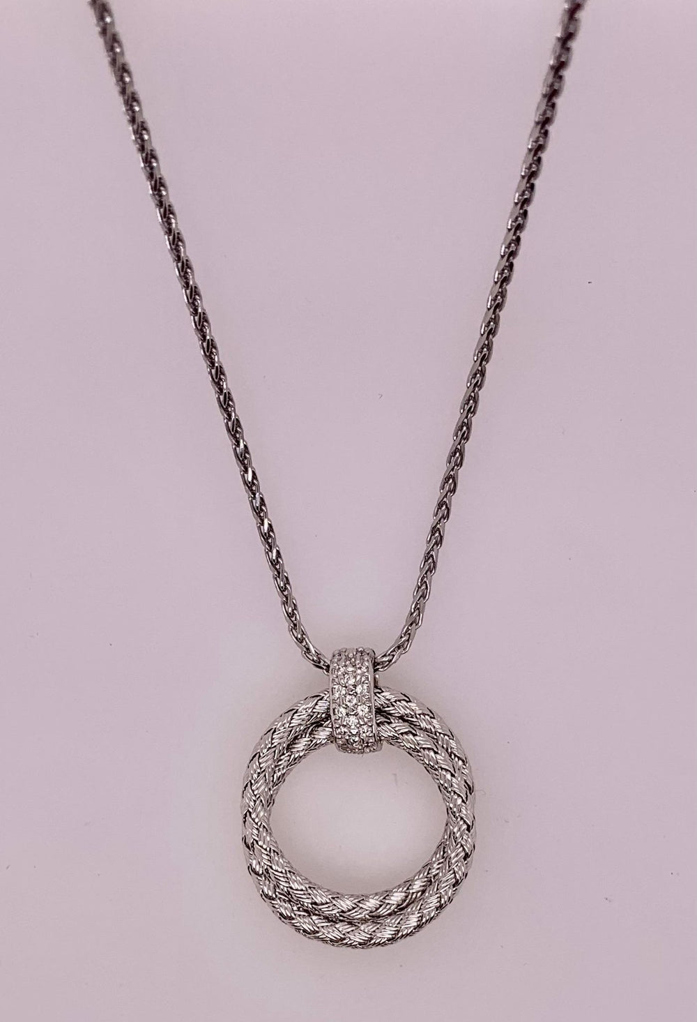 Sterling Silver and CZ Round Pendant Necklace
