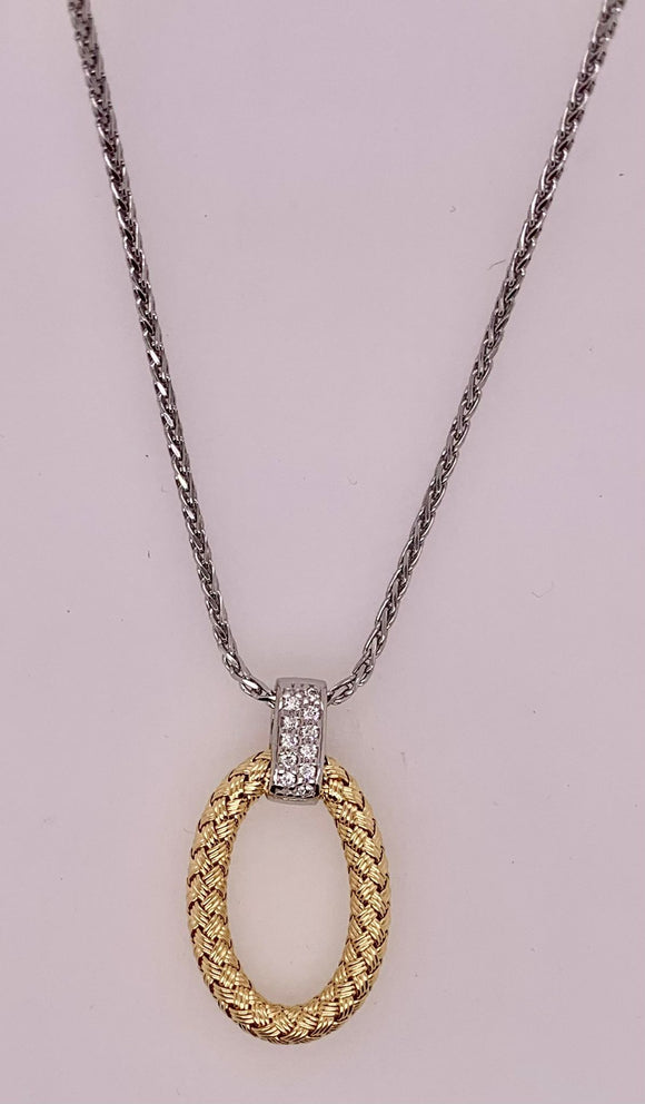 Sterling Silver and Gold Filled CZ Pendant Necklace