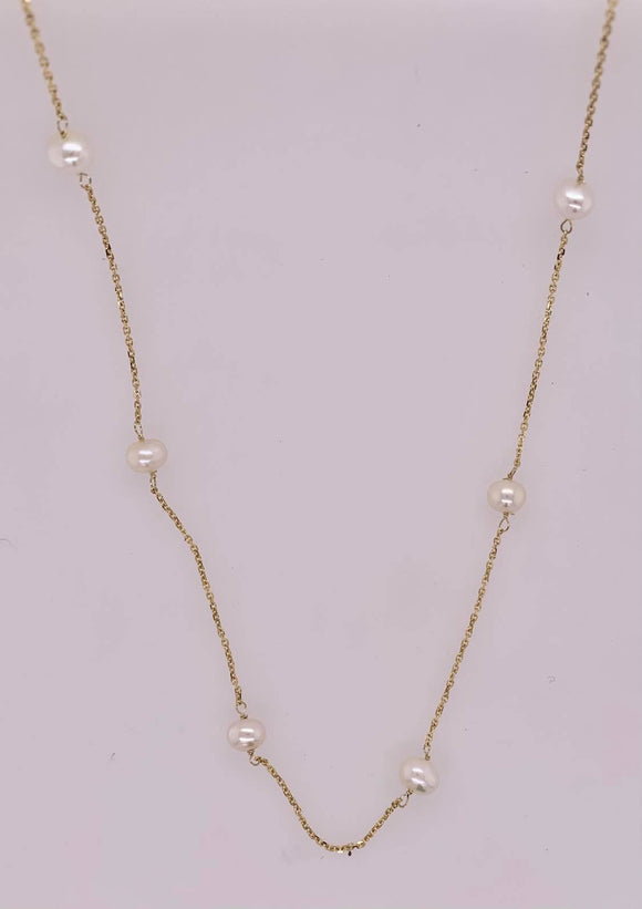 14K Gold Pearl 9-Station Necklace