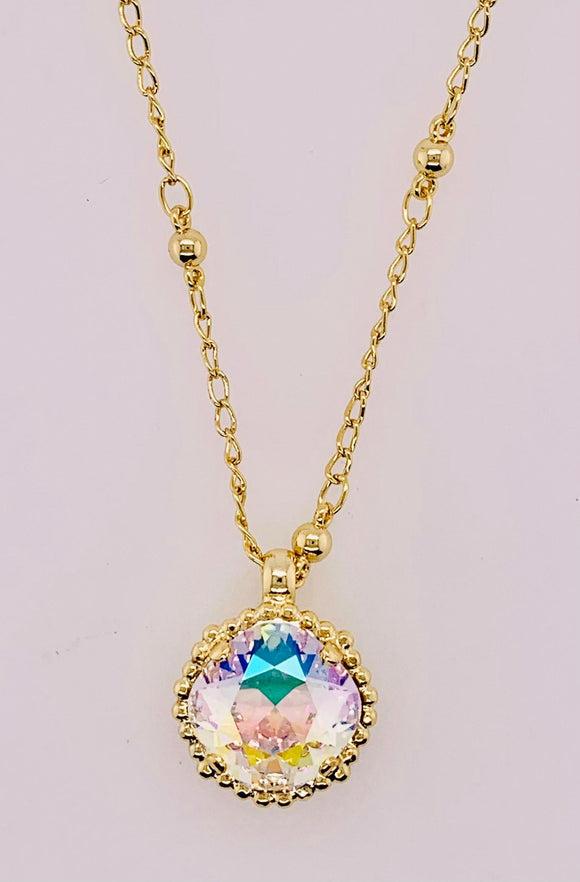 Cushion Cut AB Crystal Pendant