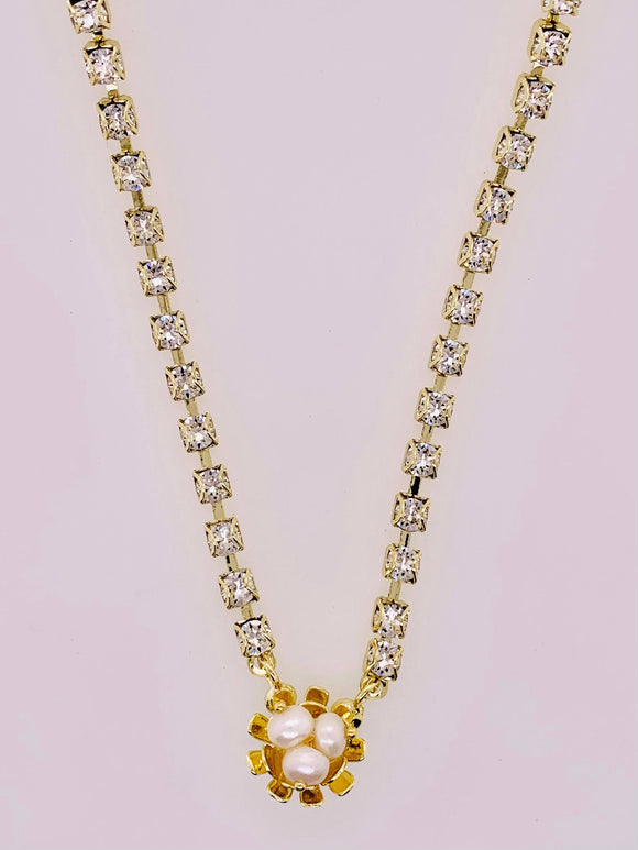 Nesta Rhinestone Chain Pendant Necklace