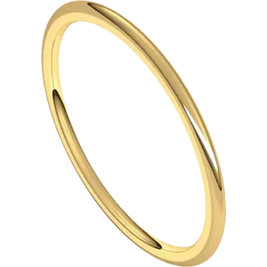1MM 14K Yellow Lightweight Comfort Fit Half Round Band