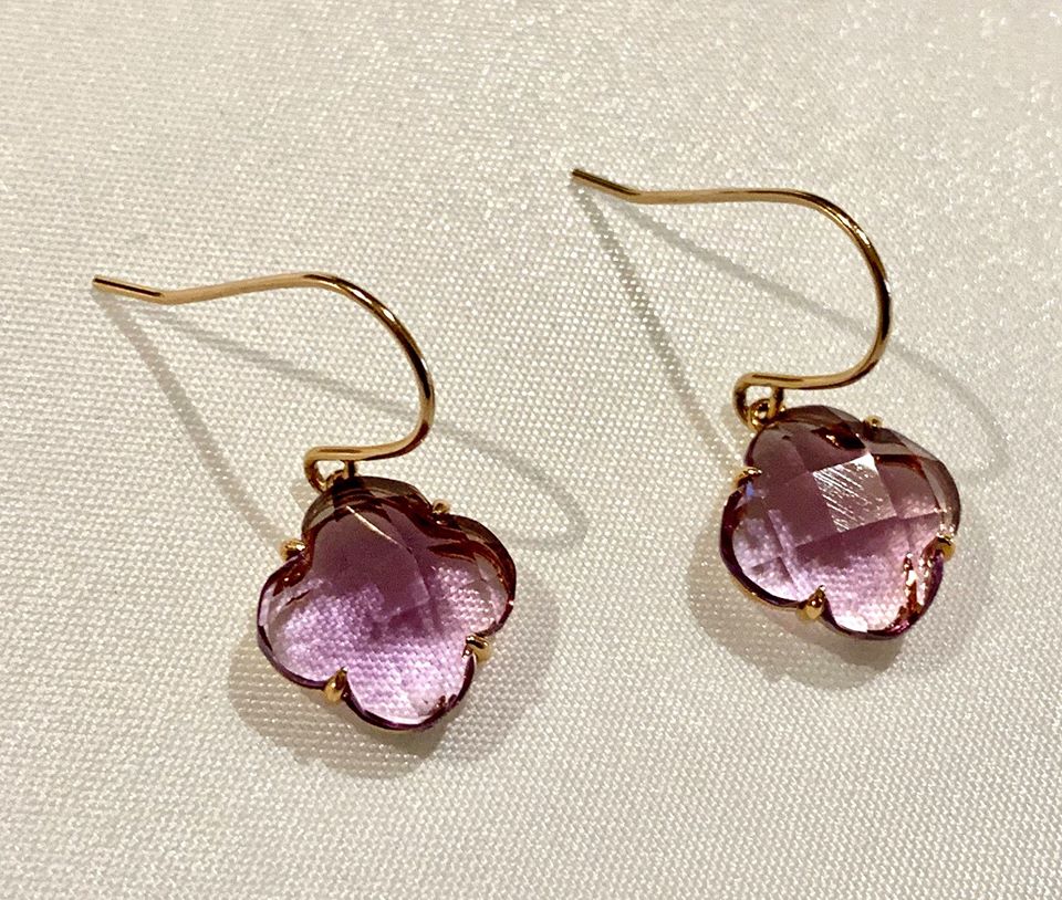 14K Rose Gold Amethyst Earrings