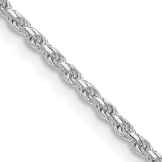 Sterling Silver Rhodium-plated 1.85mm Diamond-cut Rope Chain