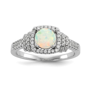 Sterling Silver Created Opal/CZ Ring