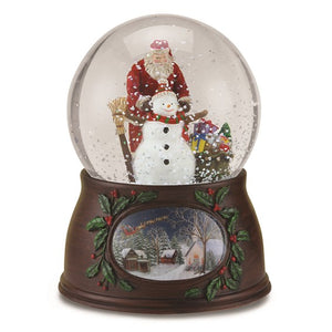 Musical Santa and Snowman Glitter Dome