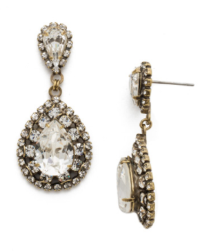 Oval Encrusted Crystal Dangle Earrings