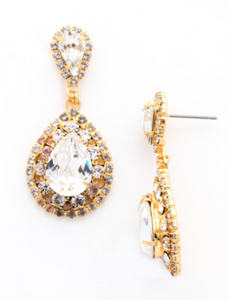 Oval Encrusted Crystal Dangle Earrings