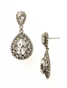 Oval Encrusted Crystal Dangle Earrings