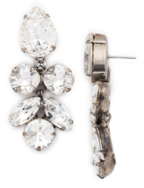 Crystal Lotus Flower Dangle Earrings