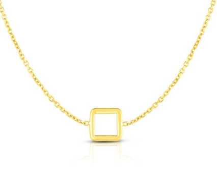 14K Mini Open Square Necklace