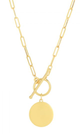 14K Paperclip Toggle Necklace