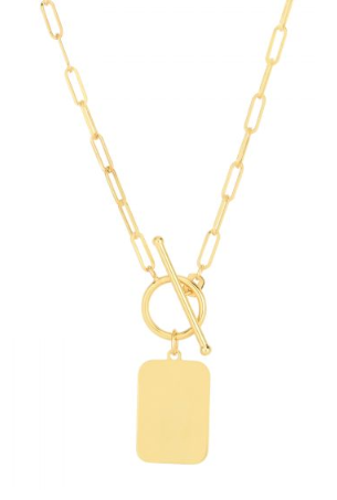 14K Paperclip Toggle Necklace