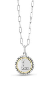 Phillip Gavriel Sterling/18K Diamond Initial Pendant (L)