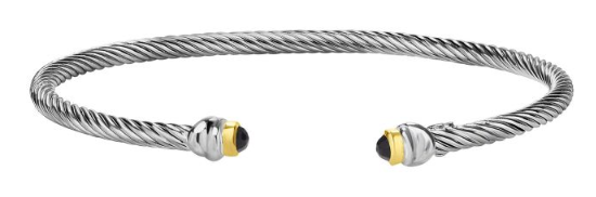 Sterling & 18K Italian Cable Cuff Bracelet