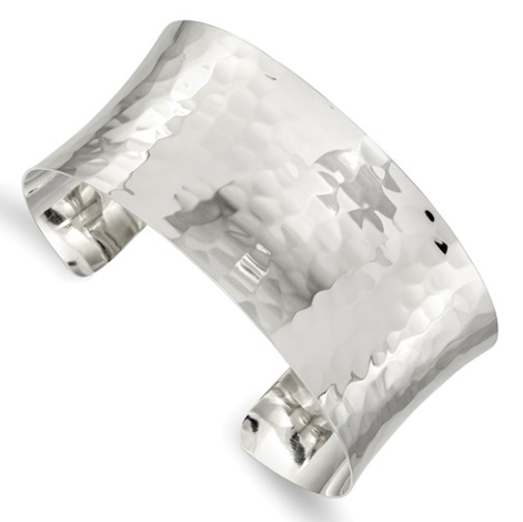 Sterling Silver Hammered Cuff Bangle