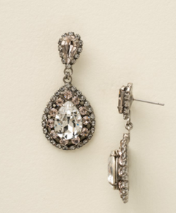 Oval Encrusted Crystal Dangle Earrings