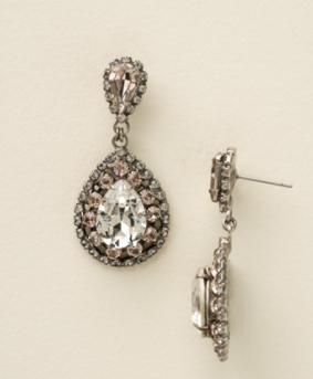 Oval Encrusted Crystal Dangle Earrings