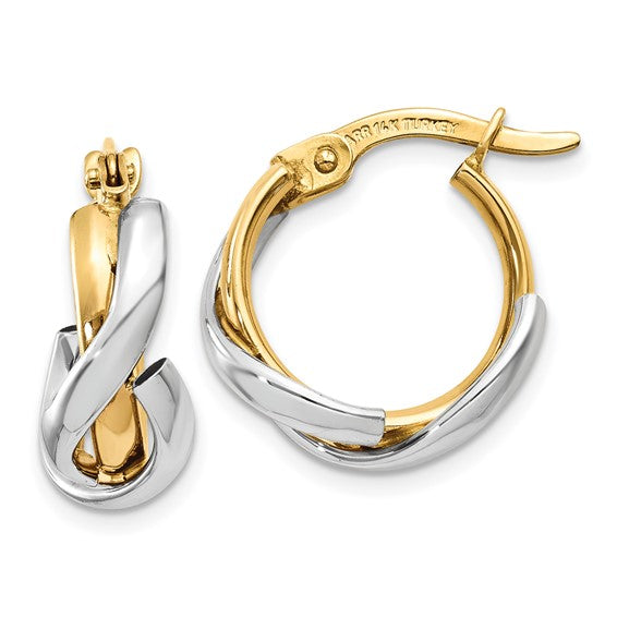 14K Two-Tone Polished Twisted Hoop Earrings