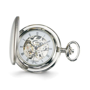 Charles Hubert Chrome Finish White Skeleton Dial Pocket Watch