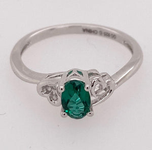Sterling Silver Created Emerald Ring