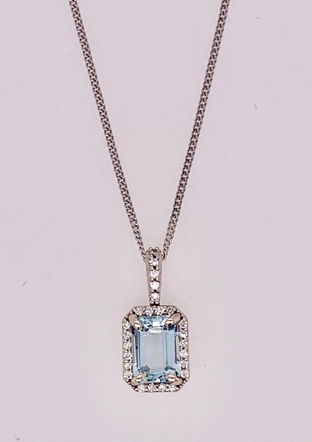 14K Aquamarine & Diamond Pendant