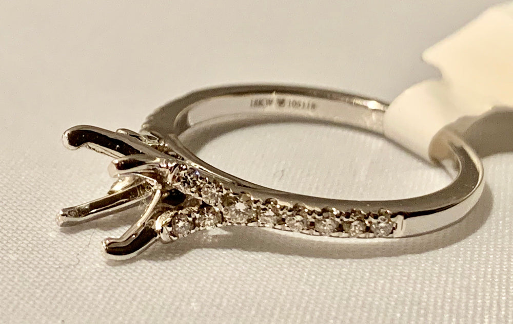 18K White Gold Diamond Semi Mount