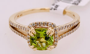 14K Peridot and Diamond Ring