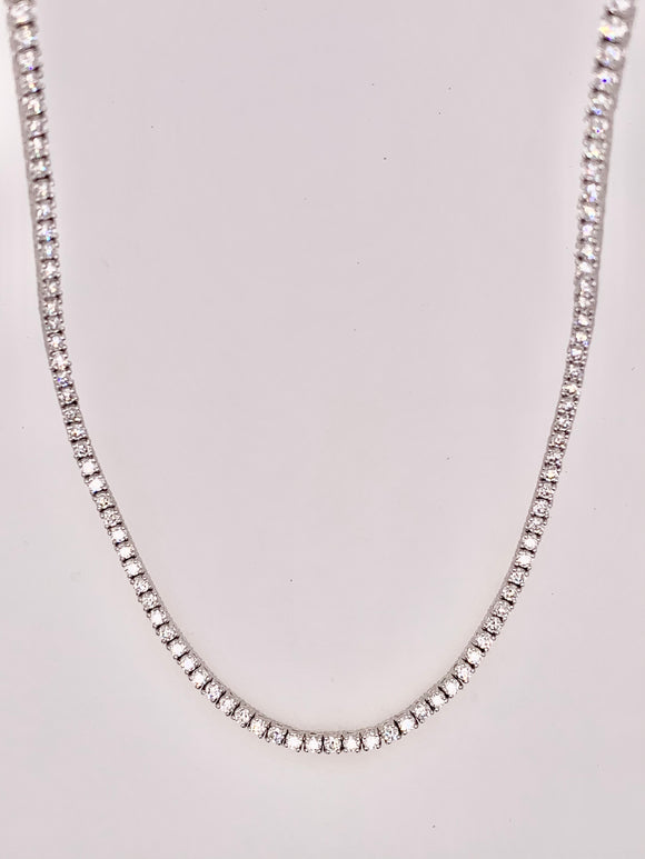 14K White Gold Diamond Line Necklace