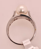 14K Cultured Pearl & Diamond Ring