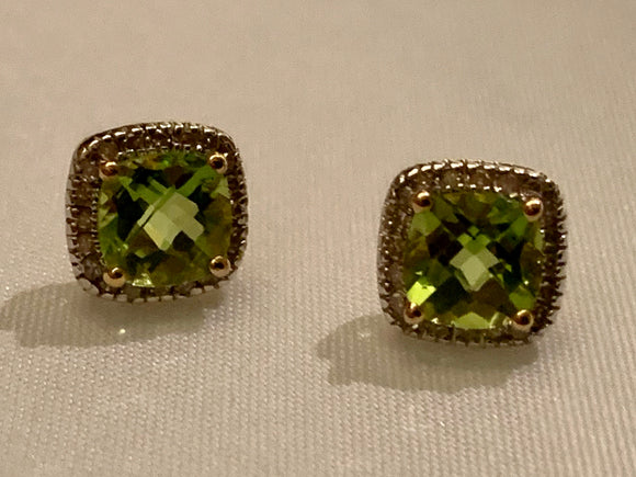 10K Peridot & Diamond Earrings