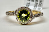 14K Yellow Gold Peridot & Diamond Ring
