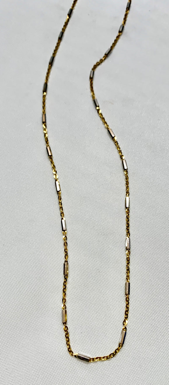 14K Yellow/White Bar Link Necklace
