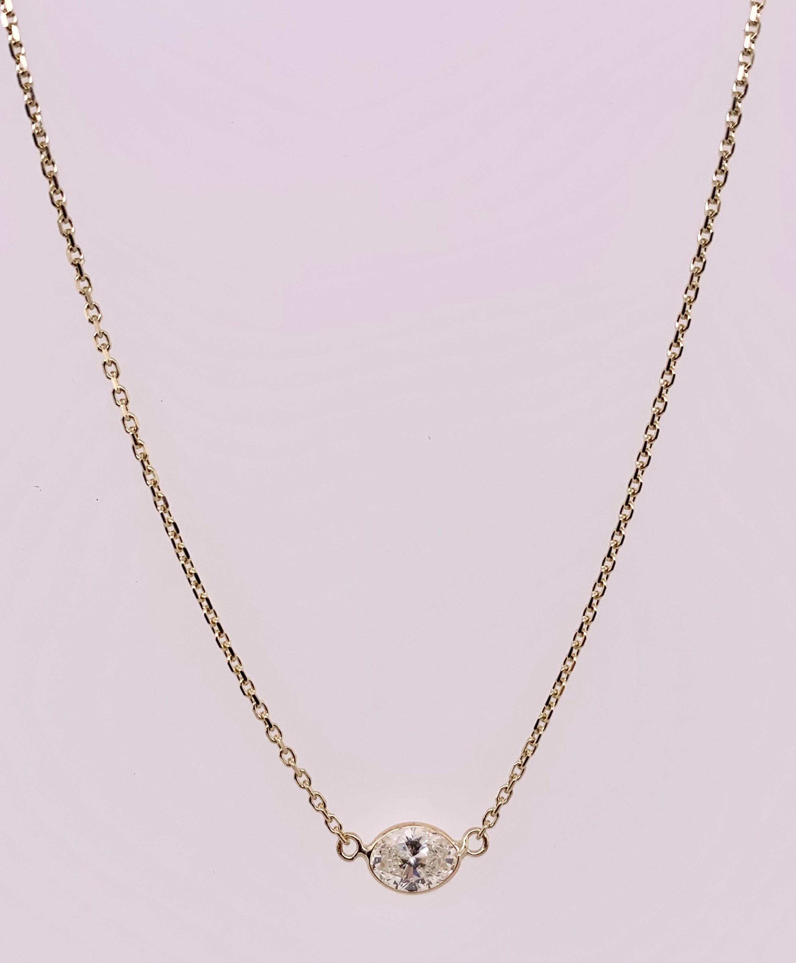 Single Oval Cut Diamond Necklace