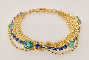 Sorrelli Elegant Multi-Strand Crystal & Chain Tennis Bracelet
