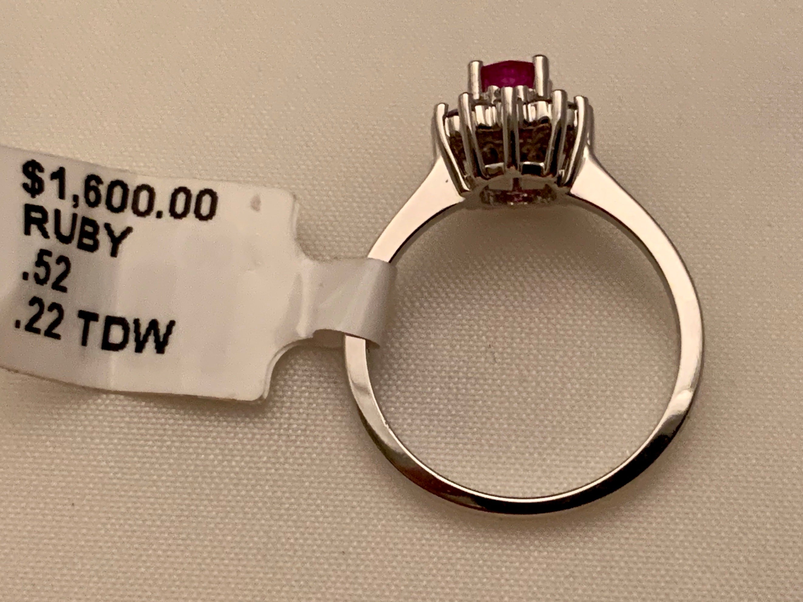 14K WHITE GOLD RUBY & DIAMOND RING